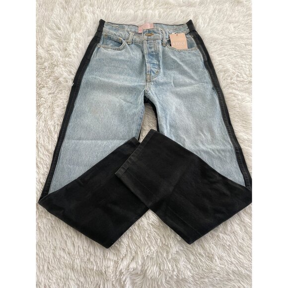 REVICE Womens High Waisted Two Tone Jeans with Button Fly Size 28 - Picture 2 of 7